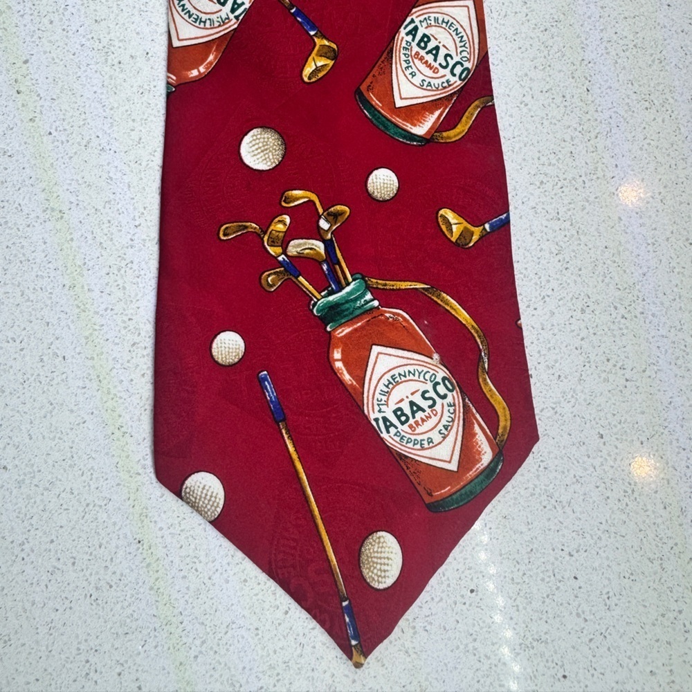 Vintage Tabasco Golf Red Silk Tie - Picture 2 of 7